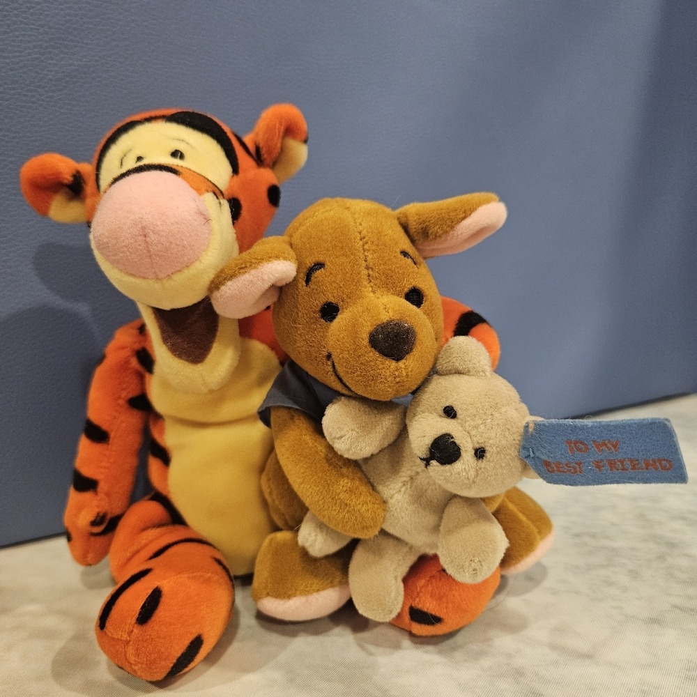 Disney Tigger‎ Roo Pooh Friendship Day Plush 7" Beanbag Stuffed Animal Trio